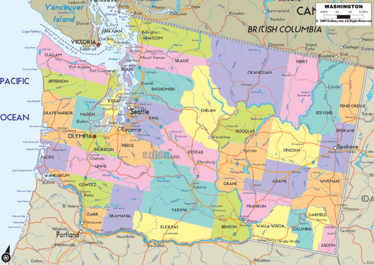 Bản đồ hành chính bang Washington