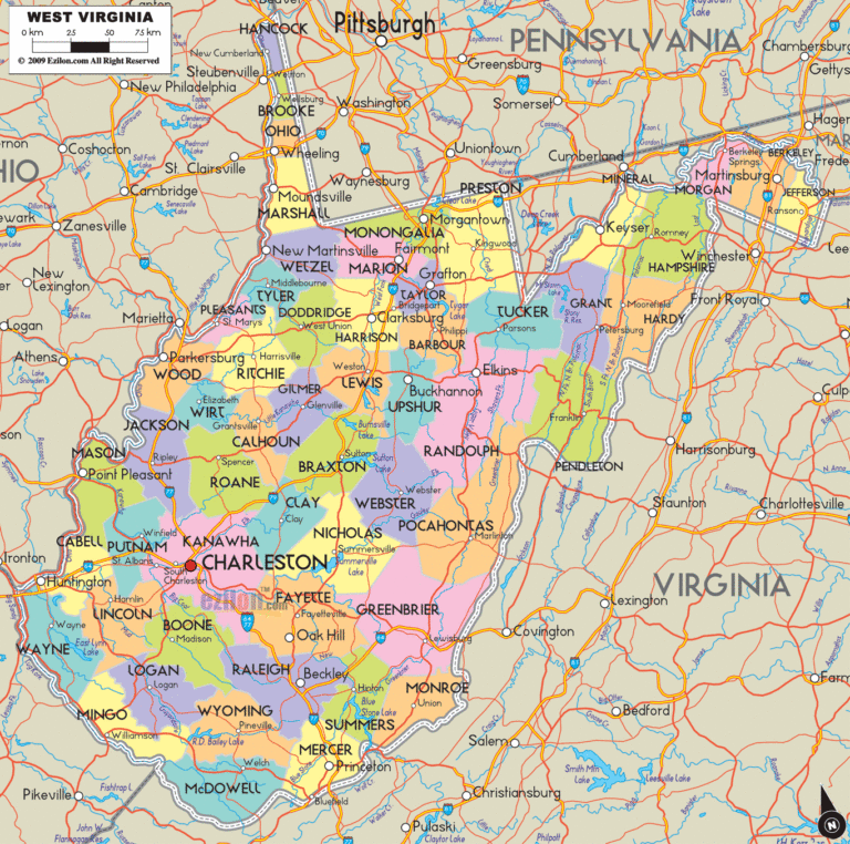 Bản đồ hành chính bang Tây Virginia