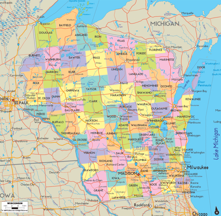 Bản đồ hành chính bang Wisconsin