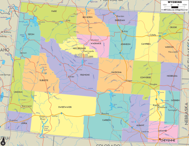 Bản đồ hành chính bang Wyoming
