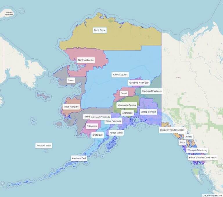 Bản đồ các quận thuộc bang Alaska