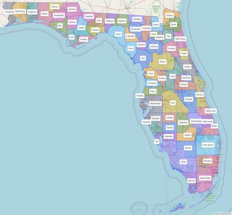 Bản đồ các quận thuộc bang Florida
