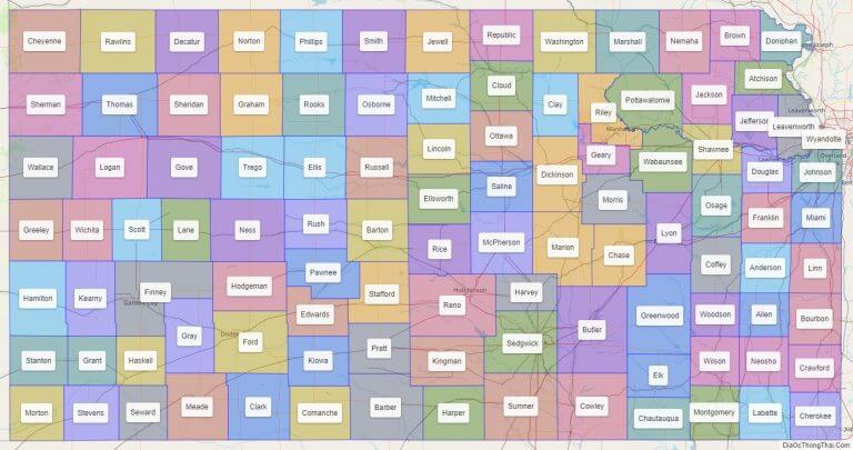Bản đồ các quận thuộc bang Kansas
