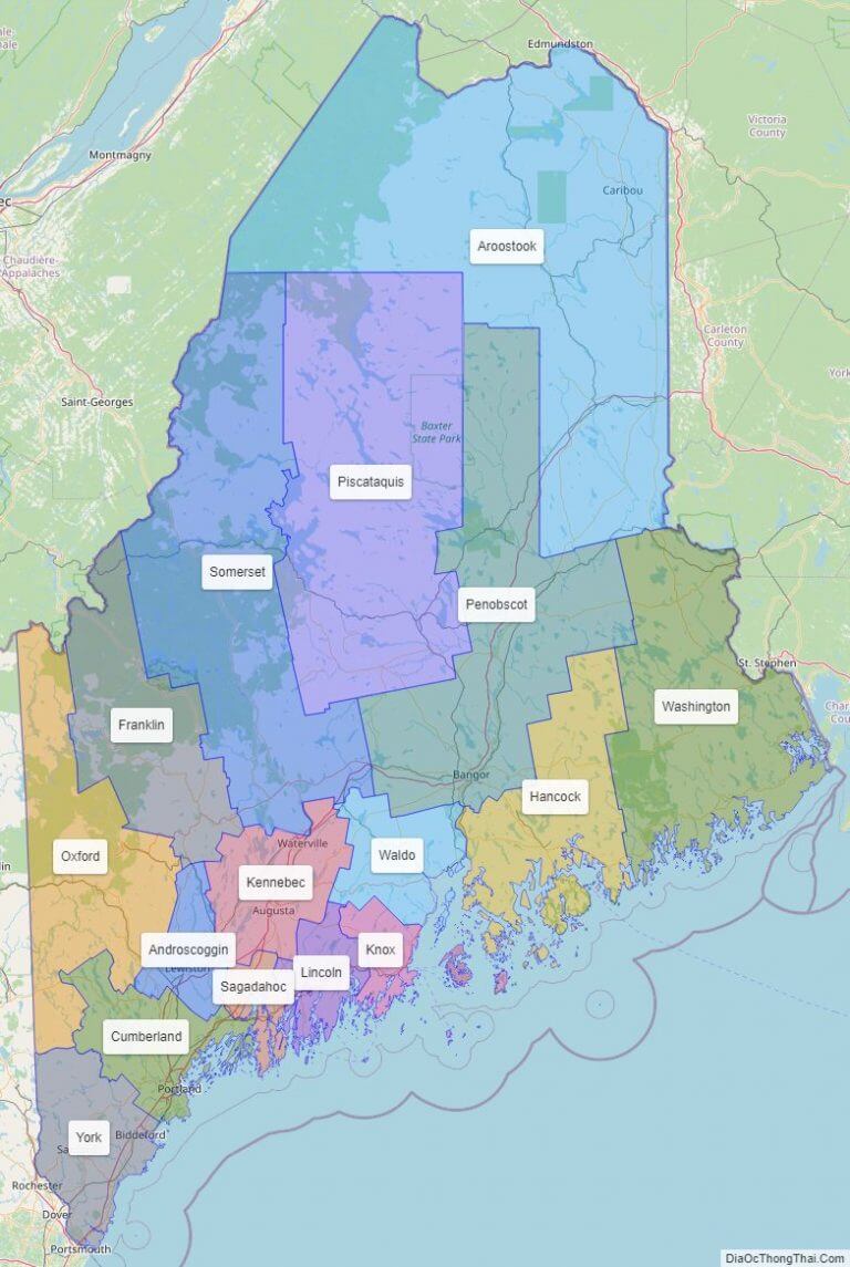 Bản đồ các quận thuộc bang Maine