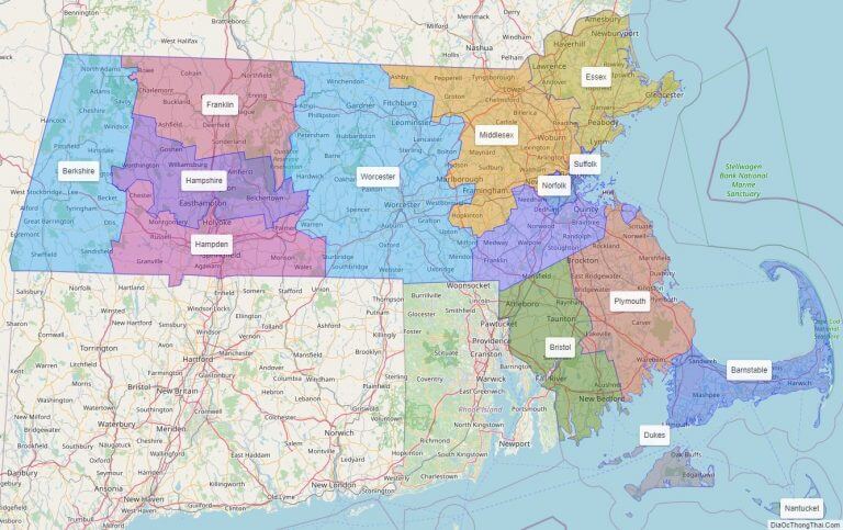 Bản đồ các quận thuộc bang Massachusetts