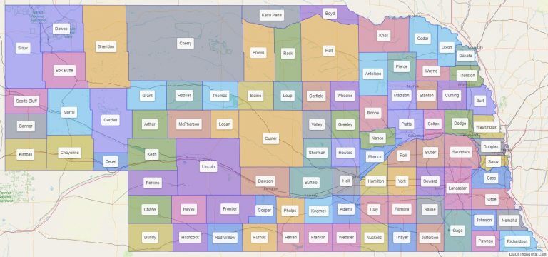 Bản đồ các quận thuộc bang Nebraska