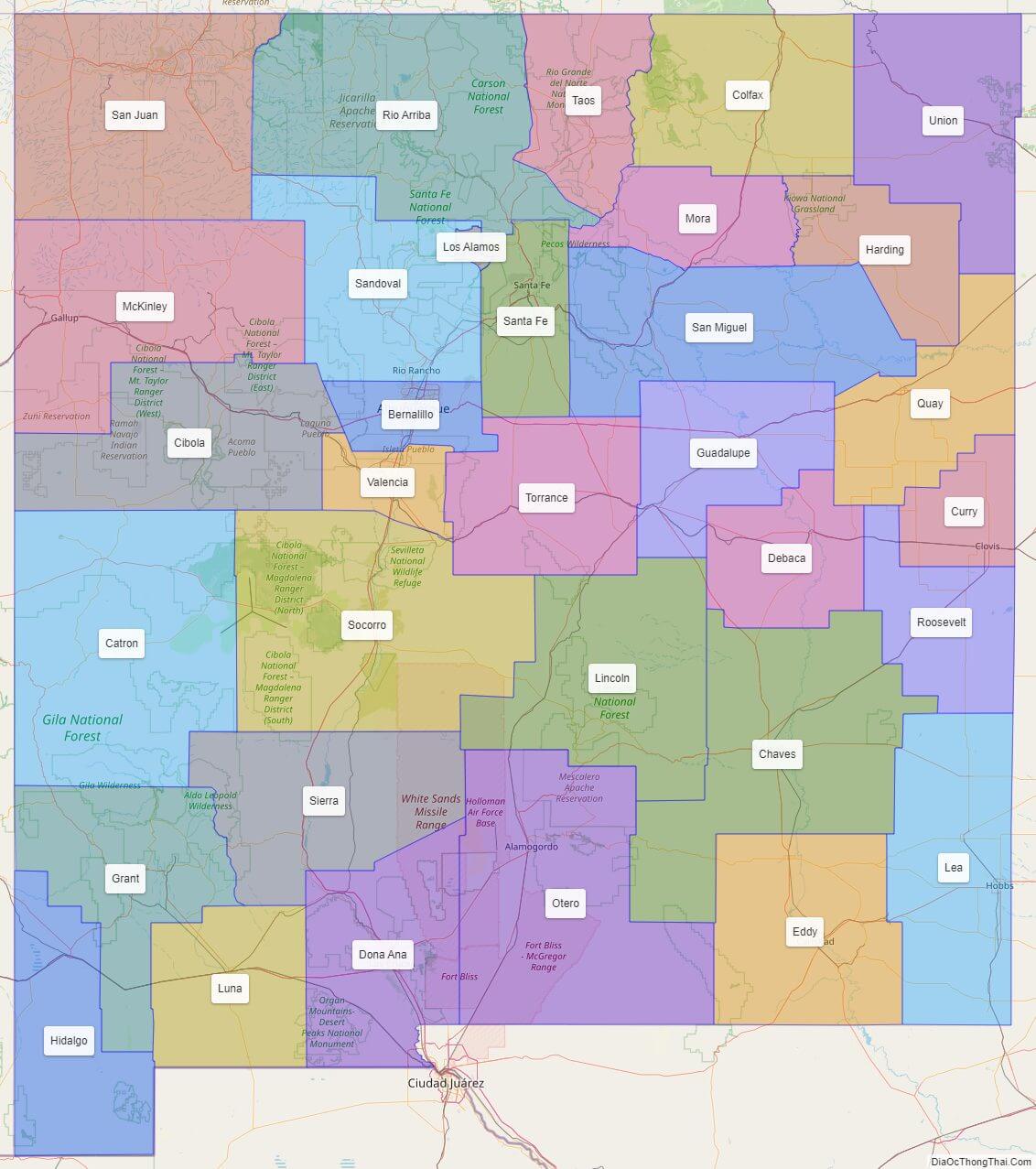New Mexico County Map with County Names