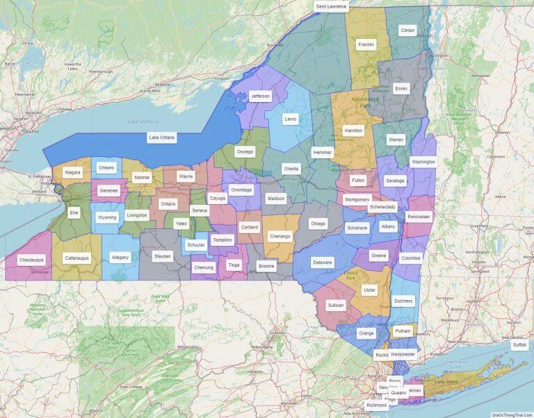 Bản đồ các quận thuộc bang New York