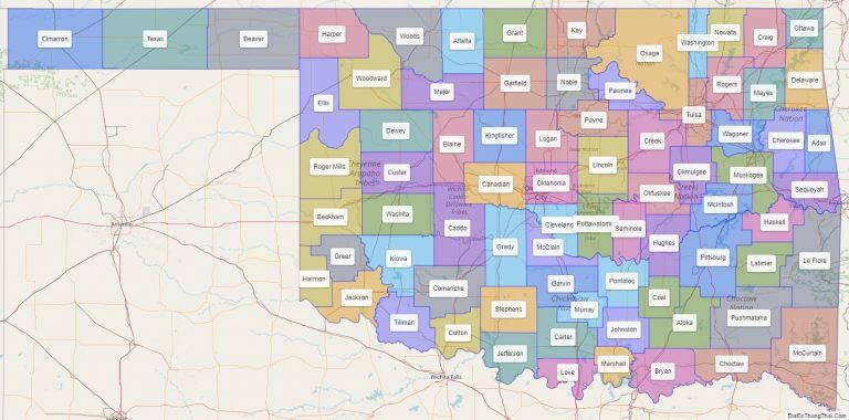 Bản đồ các quận thuộc bang Oklahoma