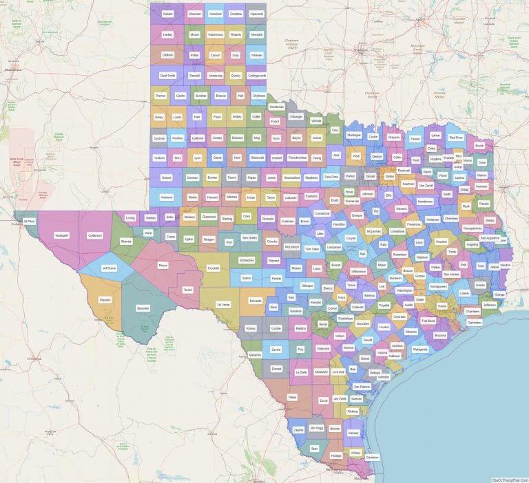 Bản đồ các quận thuộc bang Texas