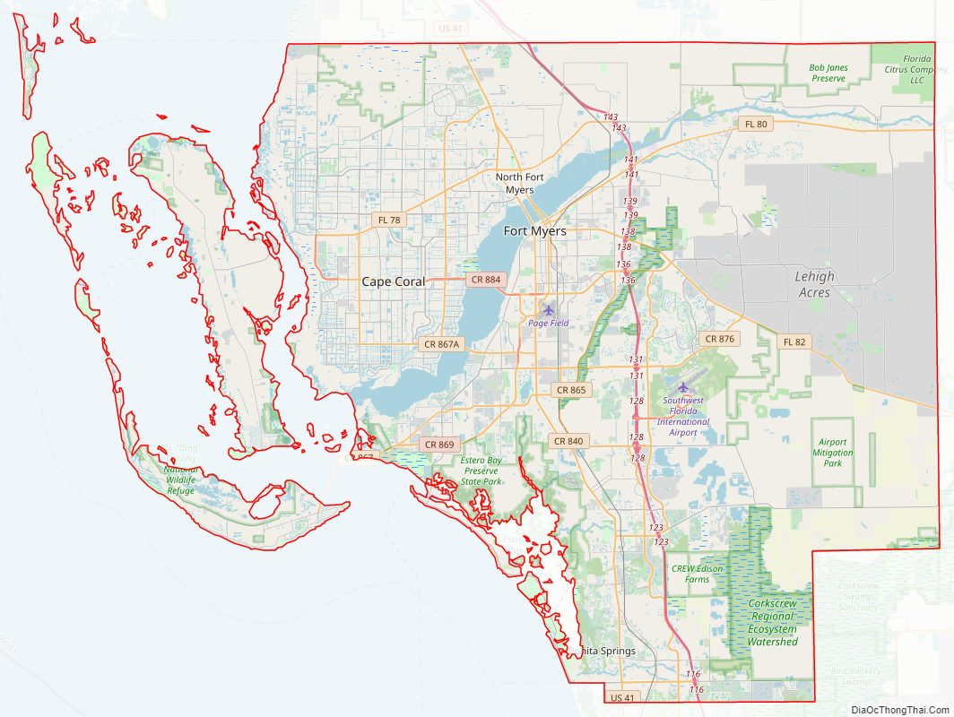Map of Lee County, Florida - Thong Thai Real