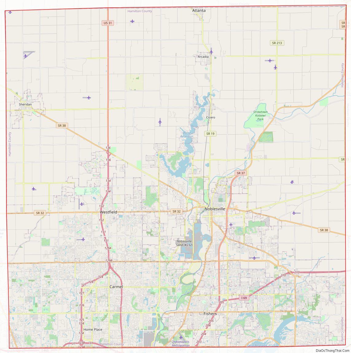 Map of Hamilton County, Indiana