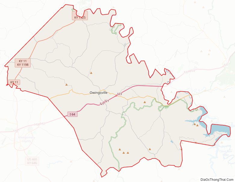 Street map of Bath County, Kentucky
