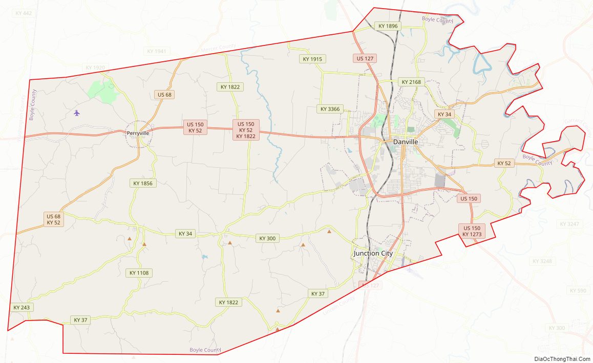 Street map of Boyle County, Kentucky