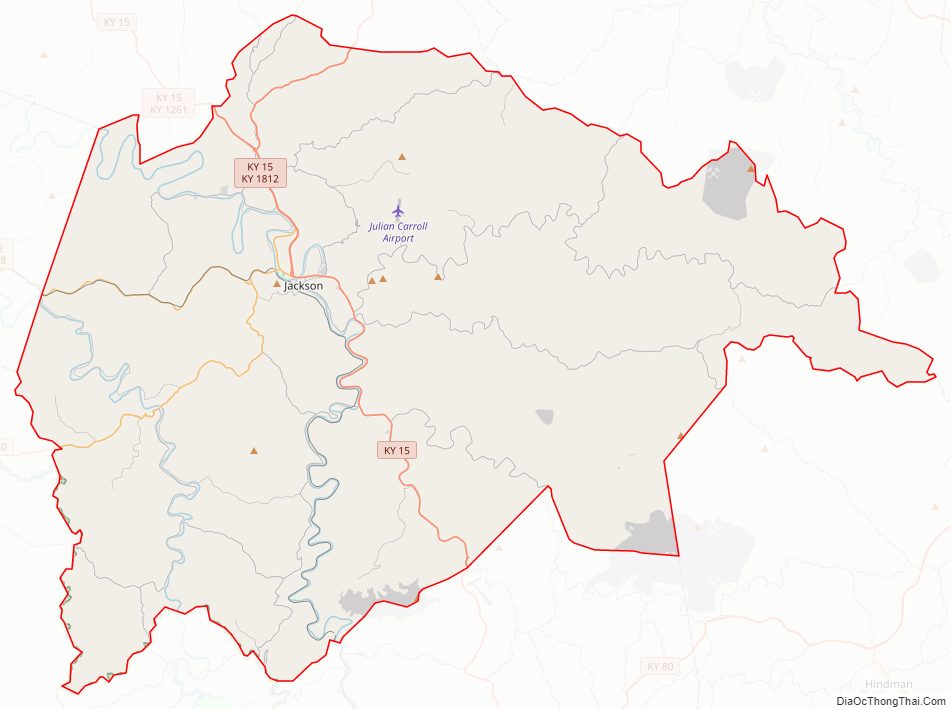 Street map of Breathitt County, Kentucky