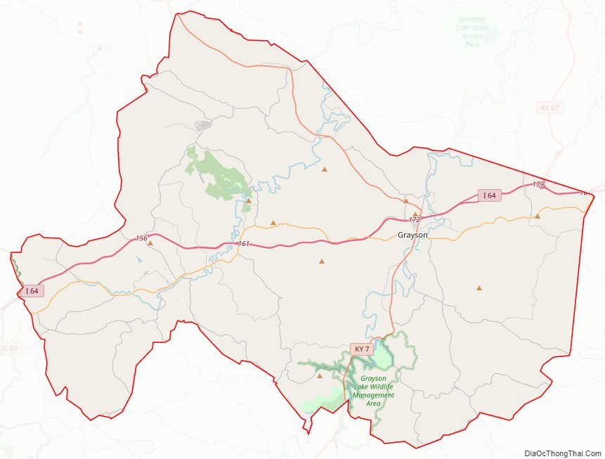 Street map of Carter County, Kentucky