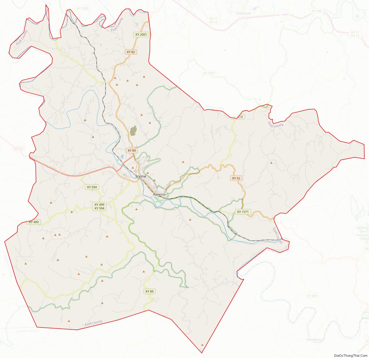 Street map of Estill County, Kentucky
