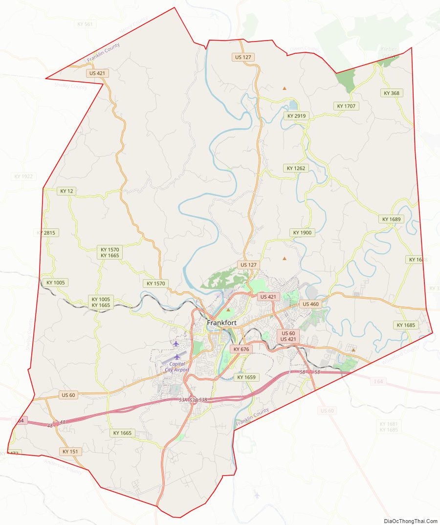 Street map of Franklin County, Kentucky