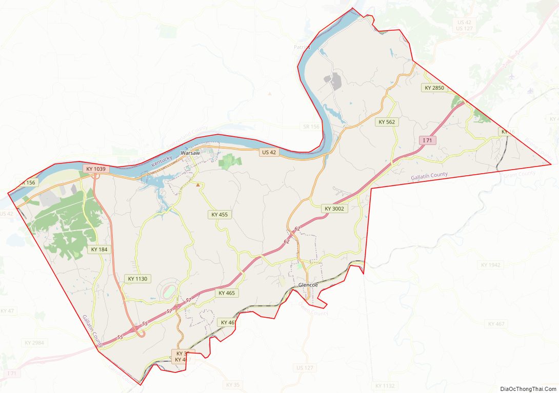 Street map of Gallatin County, Kentucky