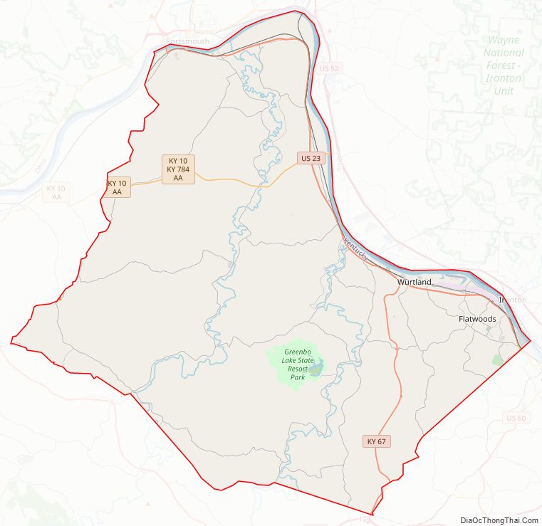 Greenup CountyStreet Map.