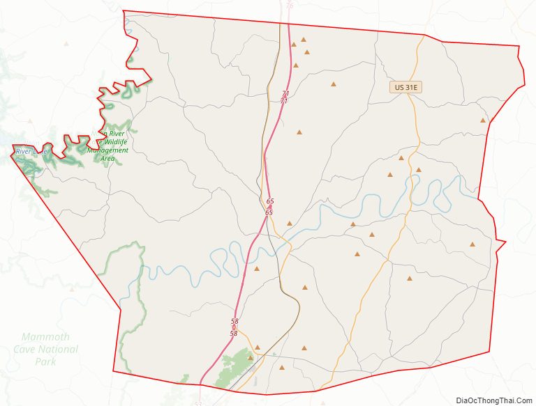 Street map of Hart County, Kentucky