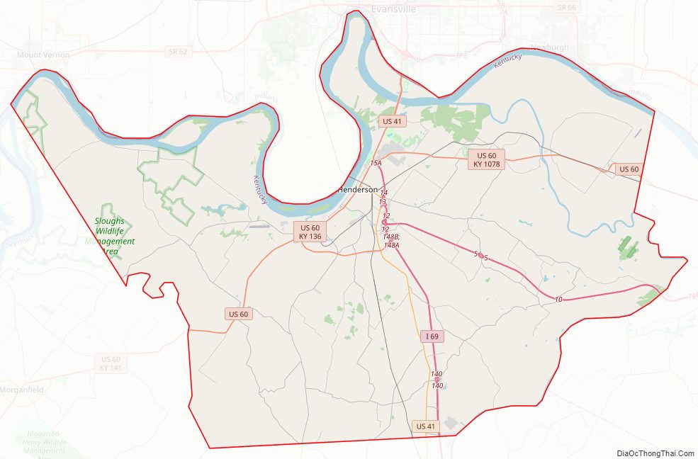 Street map of Henderson County, Kentucky
