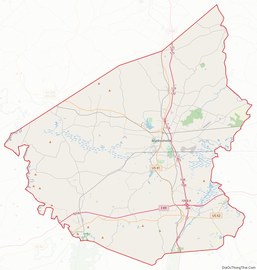 Street map of Hopkins County, Kentucky