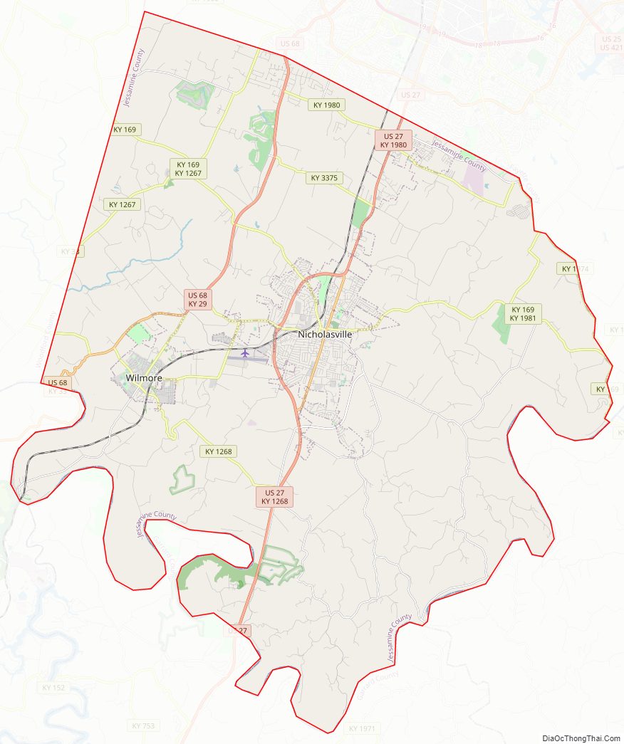 Street map of Jessamine County, Kentucky