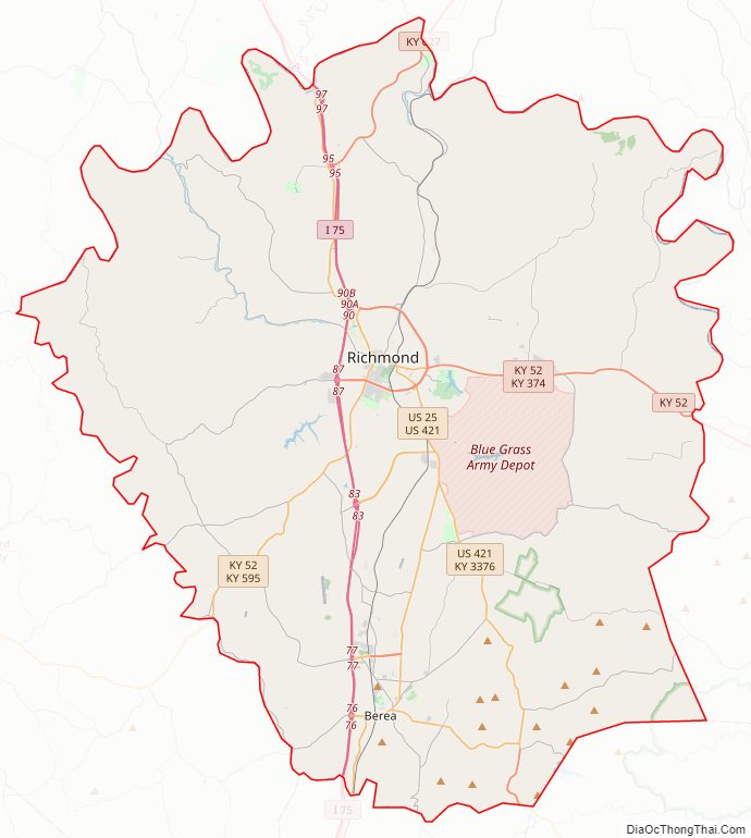 Street map of Madison County, Kentucky