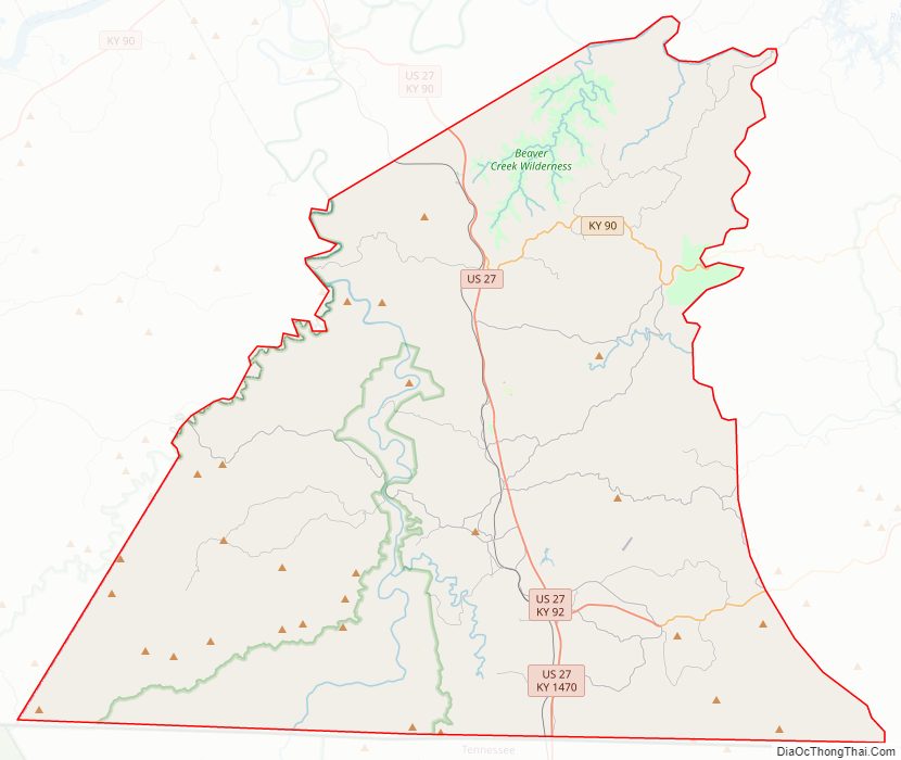 Street map of McCreary County, Kentucky