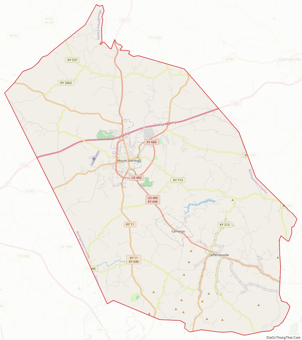 Street map of Montgomery County, Kentucky
