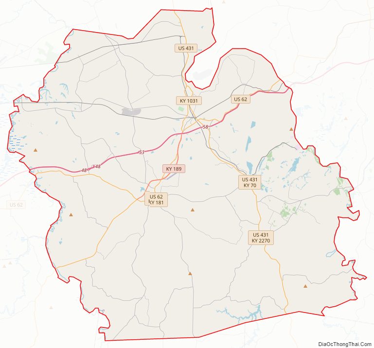 Street map of Muhlenberg County, Kentucky