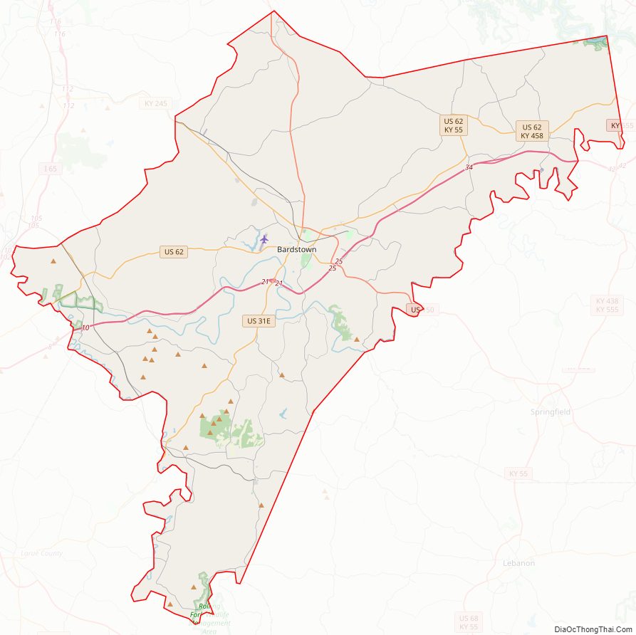 Street map of Nelson County, Kentucky
