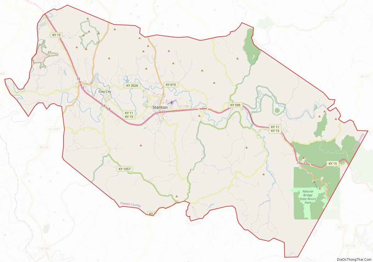 Street map of Powell County, Kentucky