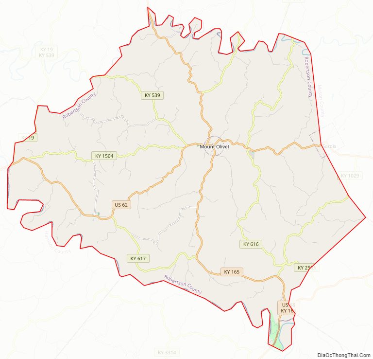 Street map of Robertson County, Kentucky