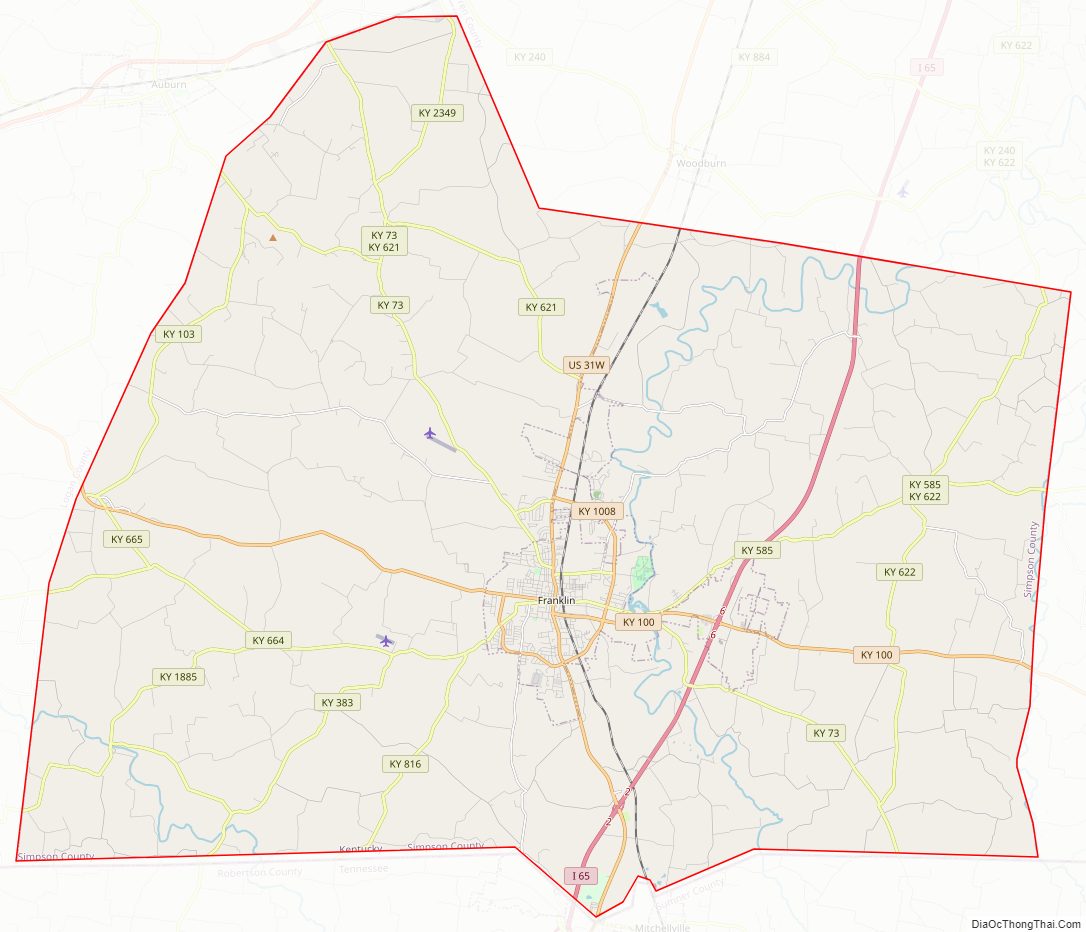 Street map of Simpson County, Kentucky