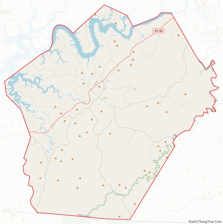 Street map of Wayne County, Kentucky