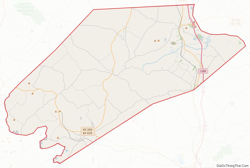 Street map of Webster County, Kentucky