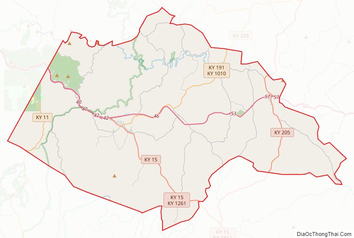 Street map of Wolfe County, Kentucky