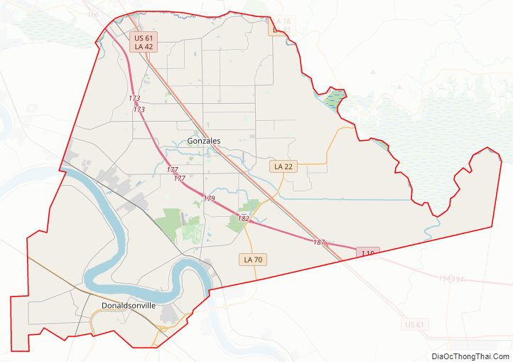 Street map of Ascension Parish, Louisiana
