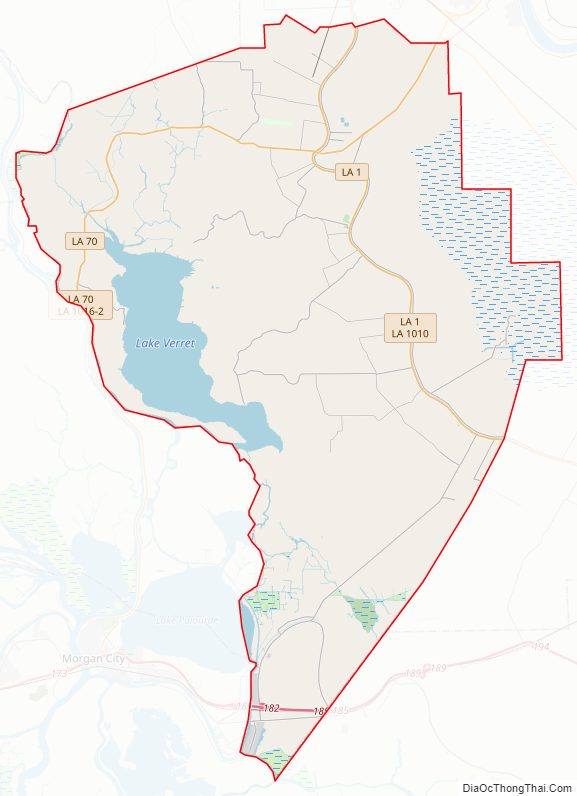 Street map of Assumption Parish, Louisiana