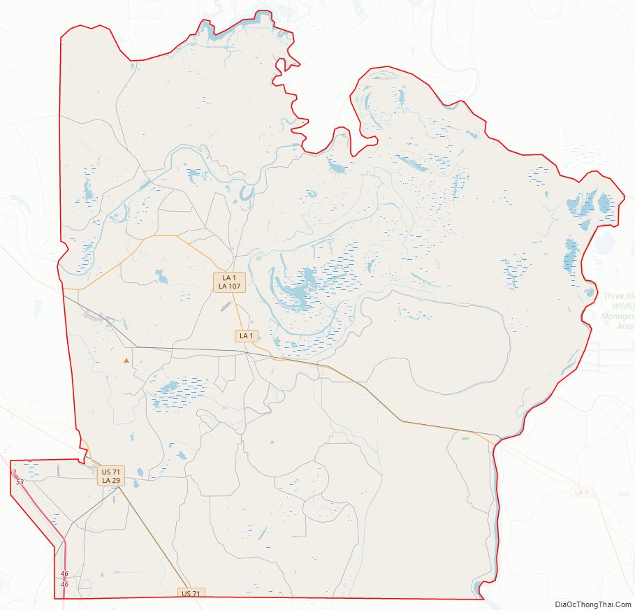Street map of Avoyelles Parish, Louisiana