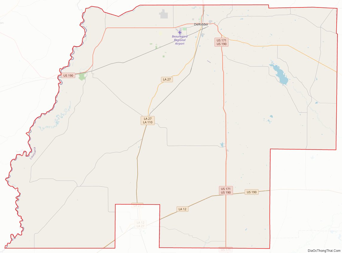 Street map of Beauregard Parish, Louisiana