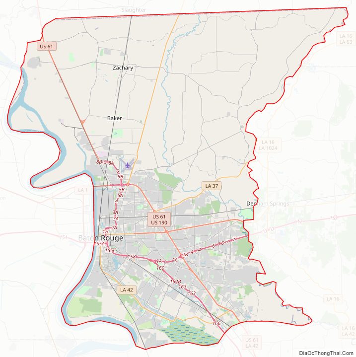 Street map of East Baton Rouge Parish, Louisiana