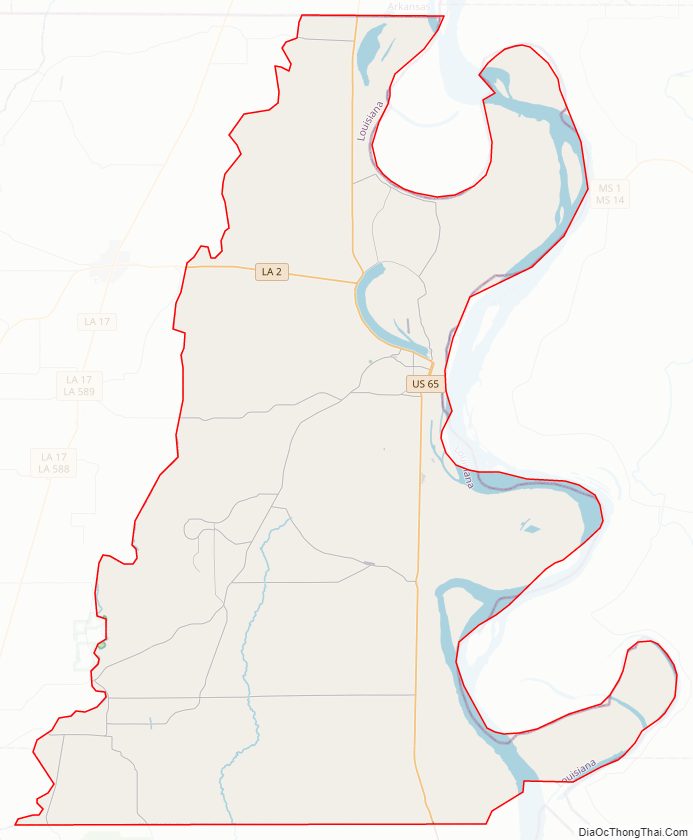 Street map of East Carroll Parish, Louisiana
