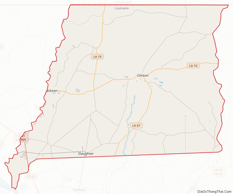 Street map of East Feliciana Parish, Louisiana