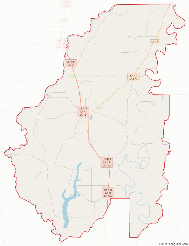 Street map of Franklin Parish, Louisiana