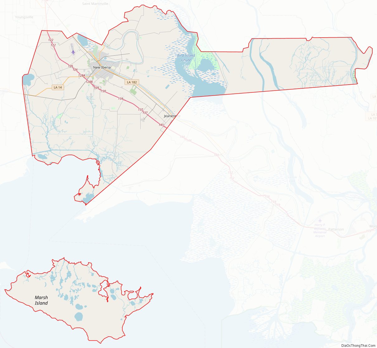 Street map of Iberia Parish, Louisiana