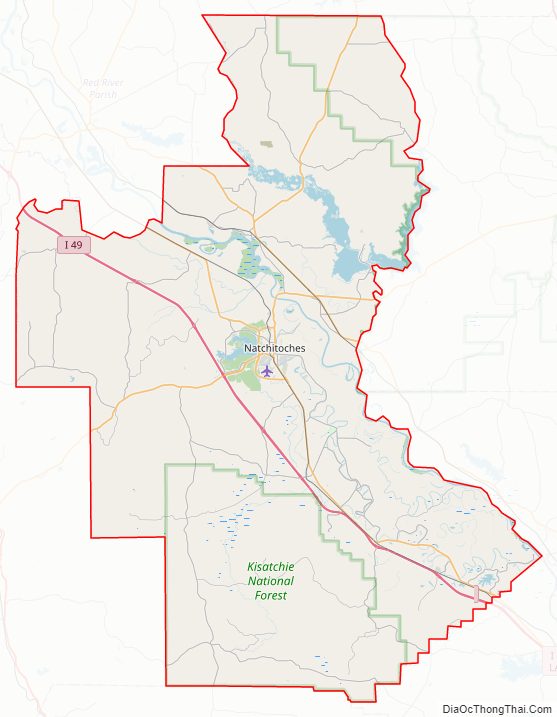 Street map of Natchitoches Parish, Louisiana