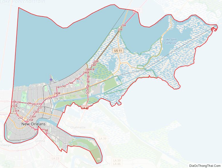Street map of Orleans Parish, Louisiana